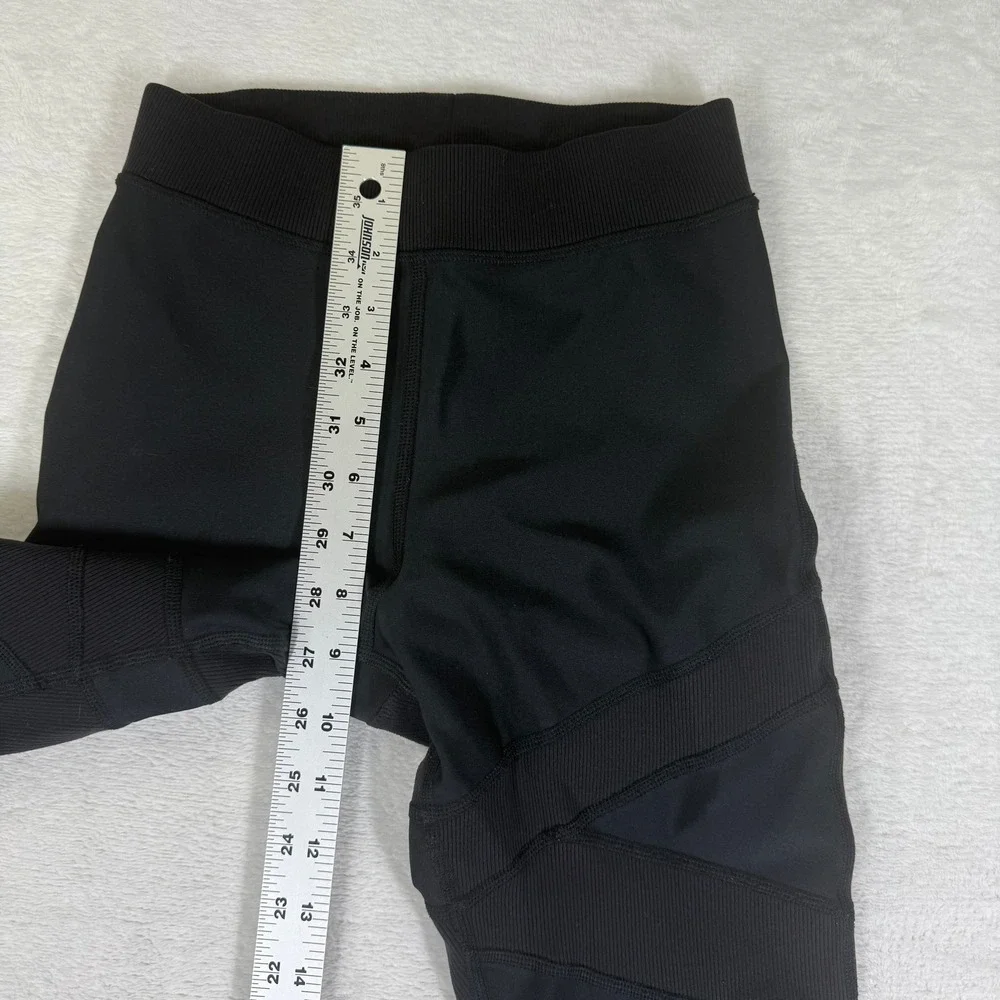 Alo Yoga High-Waist Moto Legging Black Ribbed Mesh Performance W0245R Size XS